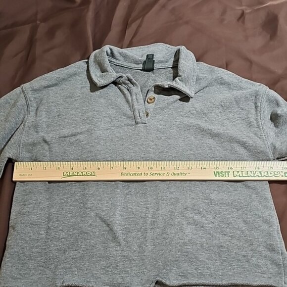 Wild Fable Gray Cropped Polo Collar 2 Button Lightweight Sweatshirt Size M - Picture 4 of 6